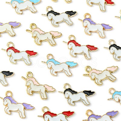 20pcs 5 Colors Alloy Enamel Pendants ENAM-YW0003-04-1