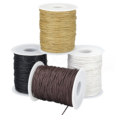 PandaHall Elite 4 Rolls 4 Colors Waxed Cotton Thread Cords YC-PH0002-35C-WH-1