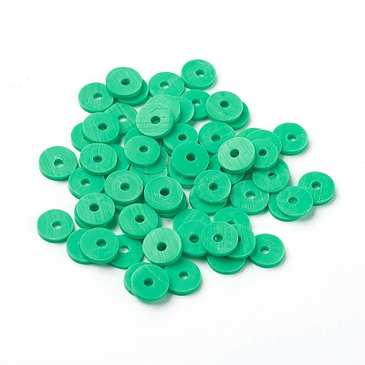 Flat Round Handmade Polymer Clay Beads CLAY-R067-6.0mm-06-1