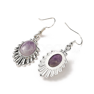 Natural Amethyst Teardrop Dangle Earrings EJEW-K246-01P-05-1