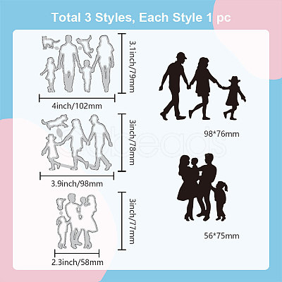 Family Theme Carbon Steel Cutting Dies Stencils DIY-WH0309-1516-1