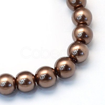 Baking Painted Pearlized Glass Pearl Round Bead Strands HY-Q003-6mm-52-1