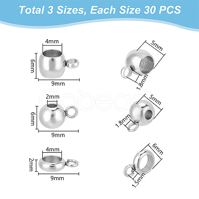 Unicraftale 90Pcs 3 Style 304 Stainless Steel Tube Bails STAS-UN0055-86-1