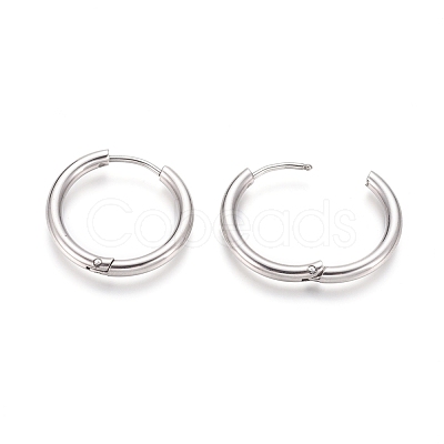 Tarnish Resistant 304 Stainless Steel Huggie Hoop Earrings EJEW-F111B-21mm-P-1