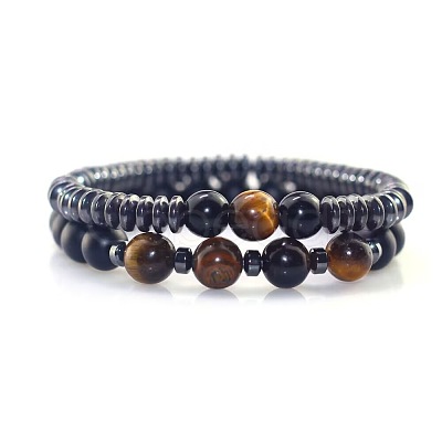 Volcano Stone Black Gallstone Bracelet Set Combination Hip Hop Elastic Bracelet Bracelet Bracelet MV1317-2-1