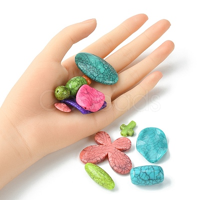 65Pcs 13 Style Crackle Opaque Acrylic Beads OACR-YW0001-64B-1