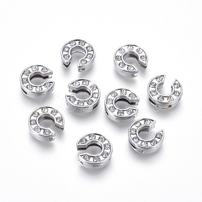 Alloy Initial Slide Charms with Grade A Rhinestones ALRI-R032-C-FF-1