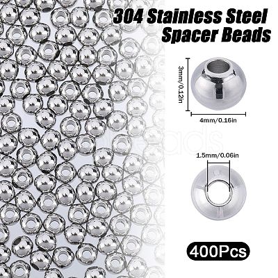 SUNNYCLUE 304 Stainless Steel Spacer Beads STAS-SC0006-87B-1