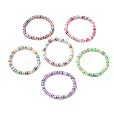 6Pcs Handmade Polymer Clay Heishi Beads Stretch Bracelets for Women BJEW-JB11378-1