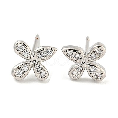 Rack Plating Brass Micro Pave Clear Cubic Zirconia Stud Earrings EJEW-N055-02P-04-RS-1