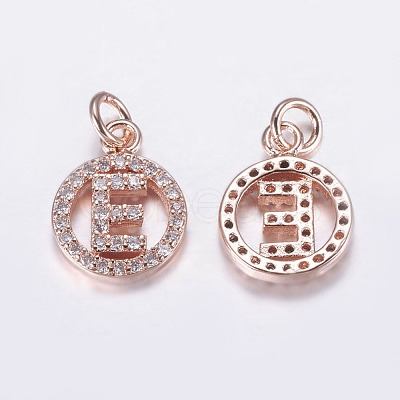 Brass Micro Pave Cubic Zirconia Pendants ZIRC-G120-E-RG-RS-1