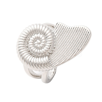 Spiral Shell Brass Open Cuff Rings RJEW-U009-10P-1