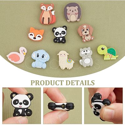 CHGCRAFT 10Pcs 10 Style Silicone Beads SIL-CA0001-27-1