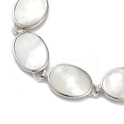 Natural White Shell Link Chain Bracelets BJEW-E077-02P-01-1