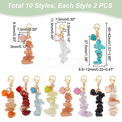 Unicraftale 2 Sets Chip Natural & Synthetic Gemstone Pendant Decoraiton HJEW-UN0001-19-1