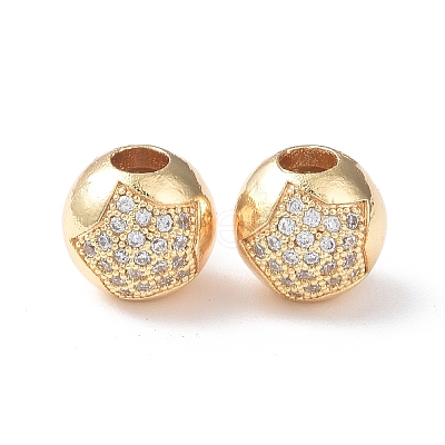 Brass Micro Pave Cubic Zirconia Beads KK-I702-19B-G-1