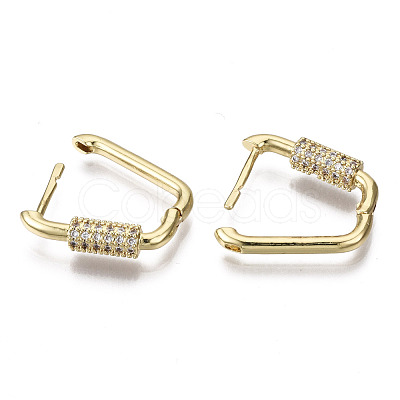 Brass Micro Pave Cubic Zirconia Huggie Hoop Earring EJEW-T046-010B-NF-1