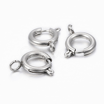 Non-Tarnish 304 Stainless Steel Smooth Surface Spring Ring Clasps X-STAS-H396-C-02P-1