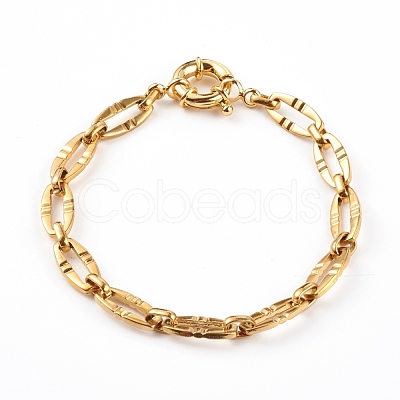 304 Stainless Steel Oval Link Chain Bracelets X-BJEW-JB06101-01-1