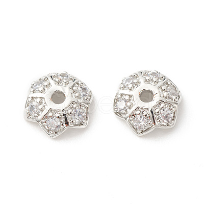 Brass Micro Pave Clear Cubic Zirconia Bead Caps KK-G420-32P-01-1