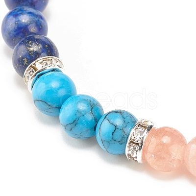 Natural & Synthetic Mixed Gemstone Round Beaded Stretch Bracelet for Women  BJEW-JB08336-1