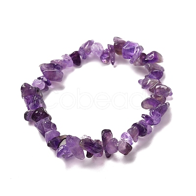 Natural Amethyst & Morganite Stretch Bracelets Set for Men Women BJEW-JB06693-1