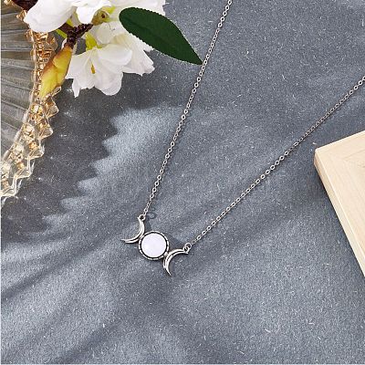 Triple Moon Goddess Cubic Zirconia Pendant Necklace JN1091F-1