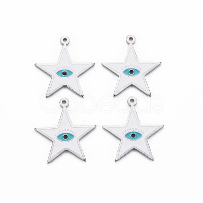 304 Stainless Steel Enamel Pendants STAS-S117-027-1