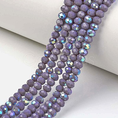 Electroplate Opaque Solid Color Glass Beads Strands EGLA-A034-P4mm-L10-1