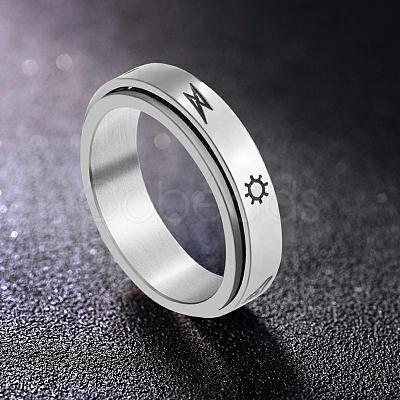 Sun & Cloud & Bolt Lightning Alloy Rotating Finger Ring PW-WG83216-04-1