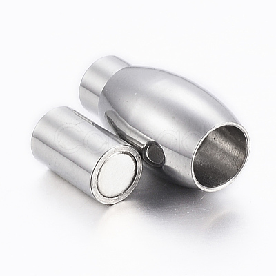 Tarnish Resistant Smooth 304 Stainless Steel Magnetic Clasps with Glue-in Ends STAS-H402-18P-4mm-1