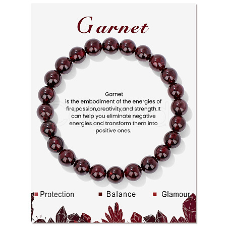 Natural Garnet Beaded Stretch Bracelets PW-WG7FE75-06-1