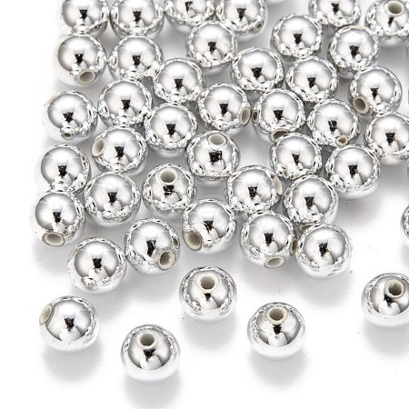 Plating Plastic Acrylic Round Beads PACR-L003-8mm-S-1