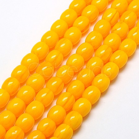 Imitation Amber Resin Drum Beads Strands for Buddhist Jewelry Making RESI-A009D-9mm-01-1