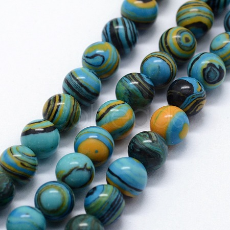 Synthetic Malachite Beads Strands G-I199-32-10mm-E-1