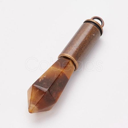 Natural Tiger Eye Pointed Pendants G-F413-04R-1