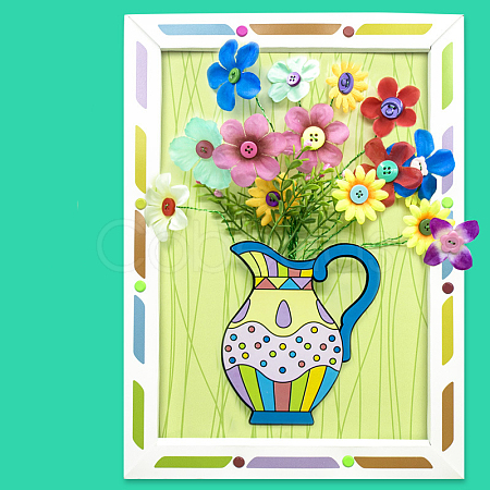 Creative DIY Flower Pattern Resin Button Art Kits DIY-G087-03-1