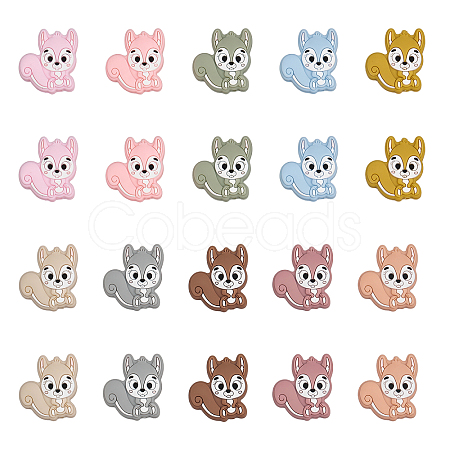 Globleland 20Pcs 10 Colors Squirrel Food Grade Eco-Friendly Silicone Beads SIL-GL0001-02-1