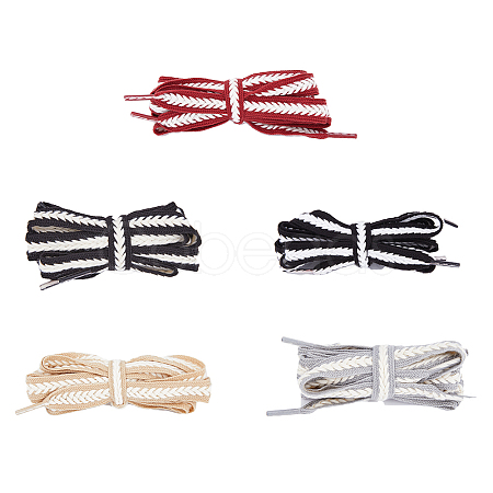 SUPERFINDINGS 5 Pairs 5 Colors Two Tone Flat Polyester Braided Shoelaces DIY-FH0005-41A-02-1