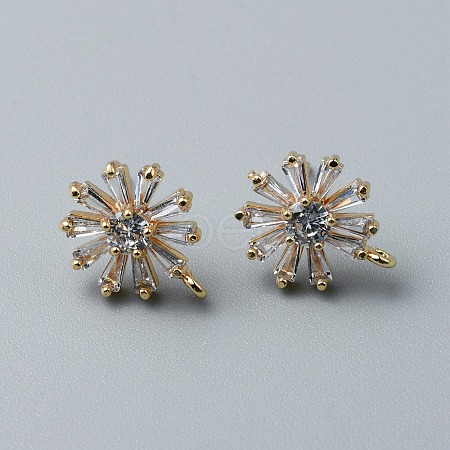 Brass Pave Clear Cubic Zirconia Stud Earrings Finding FIND-WH0152-97-1