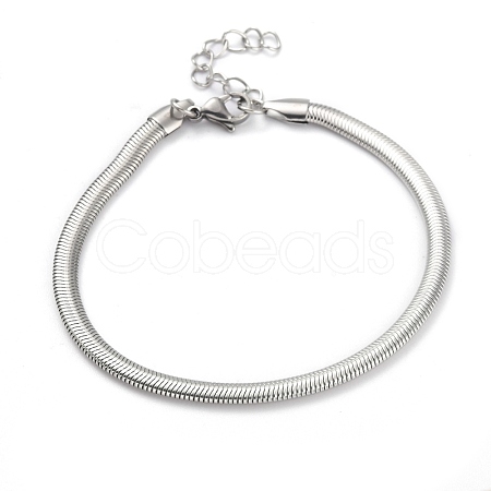 304 Stainless Steel Flat Snake Chain Bracelets BJEW-O186-06B-P-1