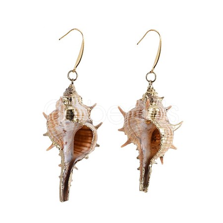 Electroplated Conch Shell Dangle Earrings EJEW-JE02984-02-1