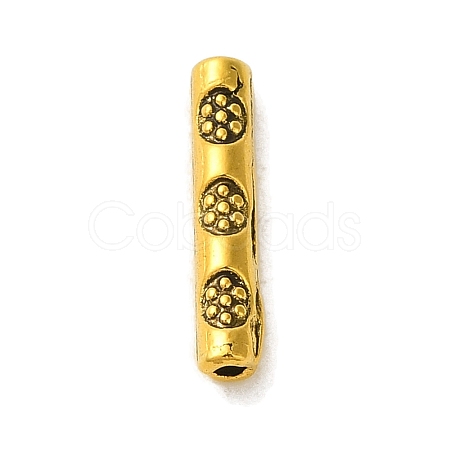 Tibetan Style Alloy Carved Flower Tube Beads TIBEB-L007-05AG-1