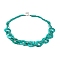 Spray Painted Disc Freshwater Shell & Acrylic Beaed Bib Necklaces, Dark Cyan, 32.28 inch(82~82.5cm), 40mm