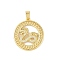 Brass Micro Pave Clear Cubic Zirconia Pendants, Real 18K Gold Plated, Dragon, Flat Round, 32x29x3.5mm, Hole: 6.5x4.5mm