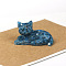 Natural Blue Opal Cat Display Decorations, Sequins Resin Figurine Home Decoration, for Home Feng Shui Ornament, 80x50x50mm