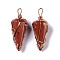 Natural Red Jasper Copper Wire Wrapped Big Pendants, Faceted Cone Charms, Rose Gold, 50~50.5x16.5x18~19mm, Hole: 8x3.5~4mm
