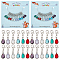 12Pcs 6 Colors Teardrop Glass Pendant Decorations, with Platinum Tone Zinc Alloy Lobster Claw Clasps, Mixed Color, 28mm, Pendant: 13.5x7.5x4mm, 2pcs/color