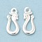 Brass Pendants, Cadmium Free & Lead Free, Snake Charm, 925 Sterling Silver Plated, 15x6.5x1.5mm, Hole: 1.4mm