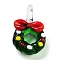 Colorful Transparent Handmade Lampwork Pendants for Christmas, Christmas Wreath, 29x18x10mm, Hole: 5mm